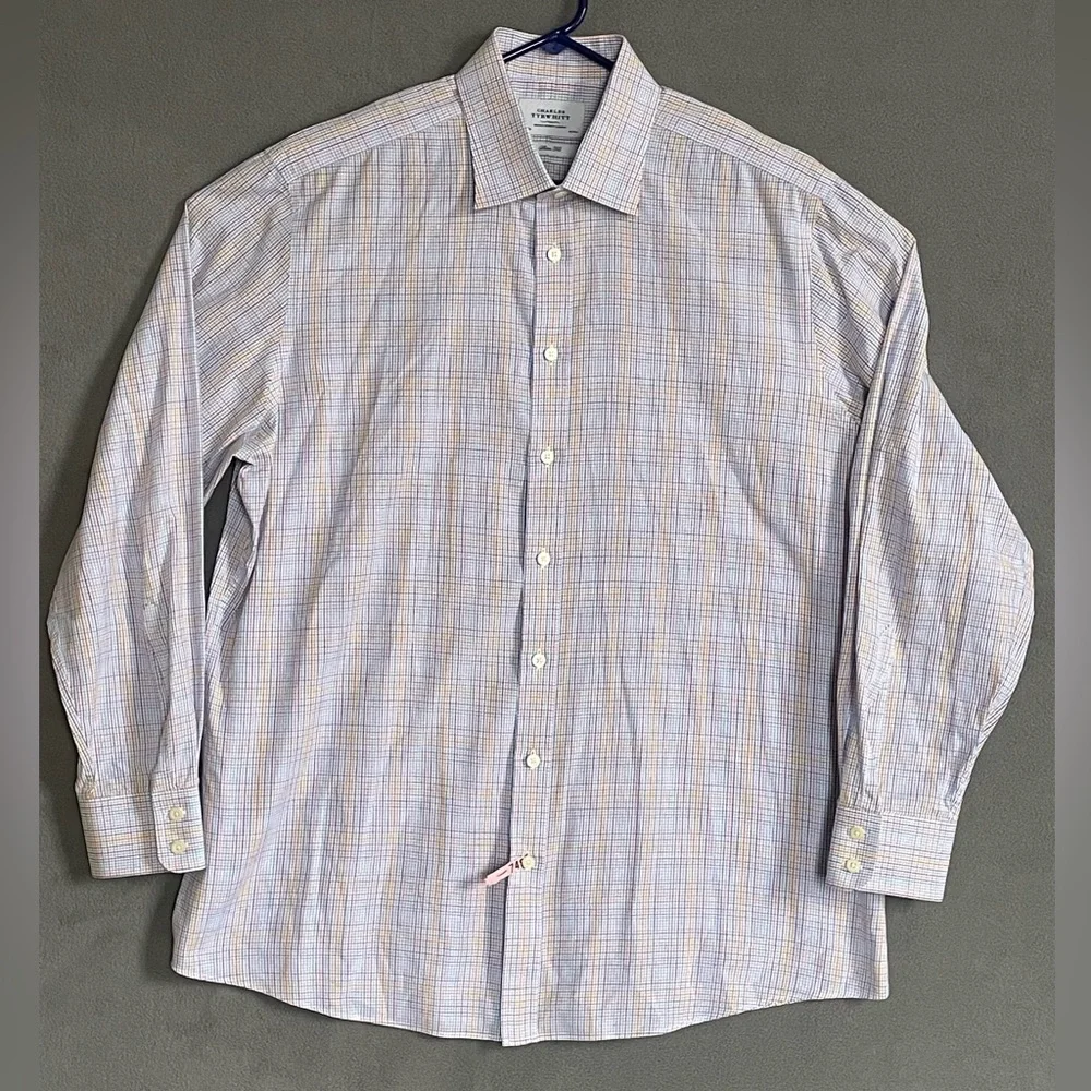 Charles Tyrwhitt Men's Colorful Checkered Button Down Shirt 17.5/36‎